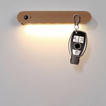 Wood LED USB Human Sensor Night Light Wall Sconce Lamp