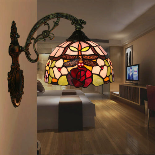Tiffany Flower Stained Glass 1-Light Wall Sconce Lamp