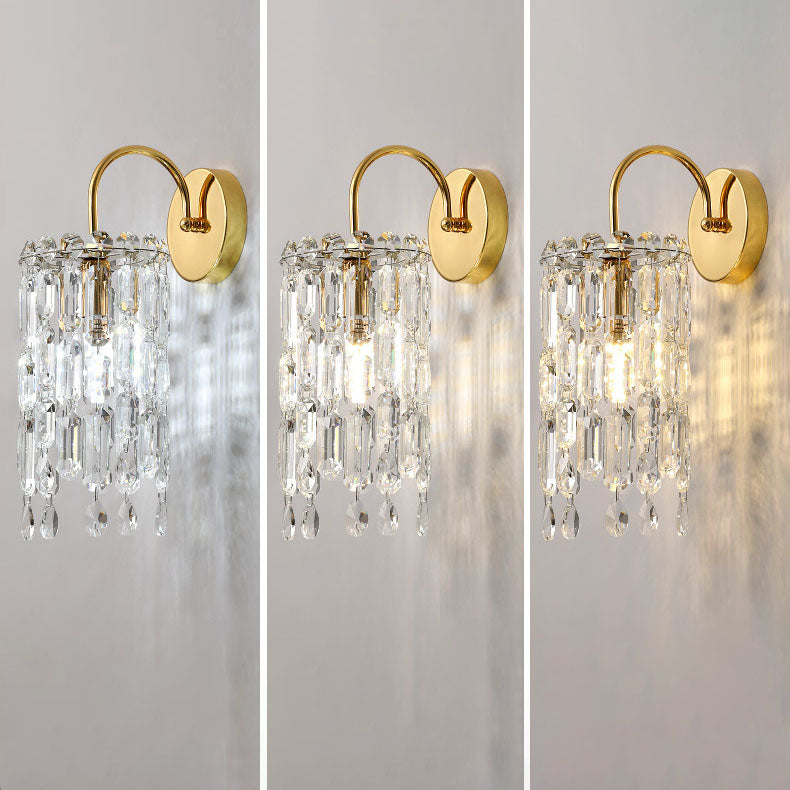 Gold Dazzling Prismatic Crystal 1-Light Wall Sconce Lamp