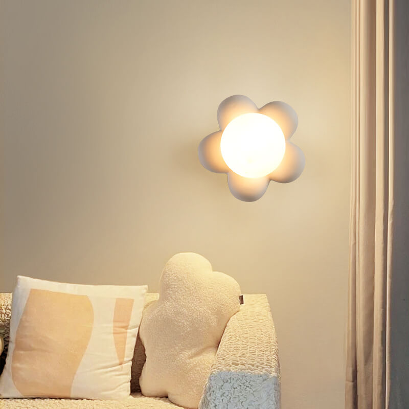 Macaron Ceramic Sunflower Glass 1-Light Wall Sconce Lamp