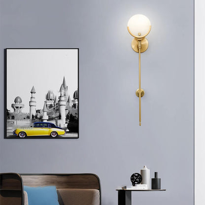 Minimalist Round Ball Iron Marble 1-Light Wall Sconce Lamp