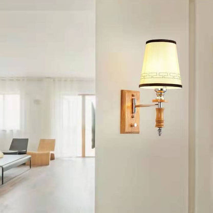 Chinese Fabric Barrel Shade 1-Light Wall Sconce Lamp