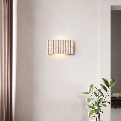 Grille Beige Travertine Rectangle 1-Light Wall Sconce Lamp