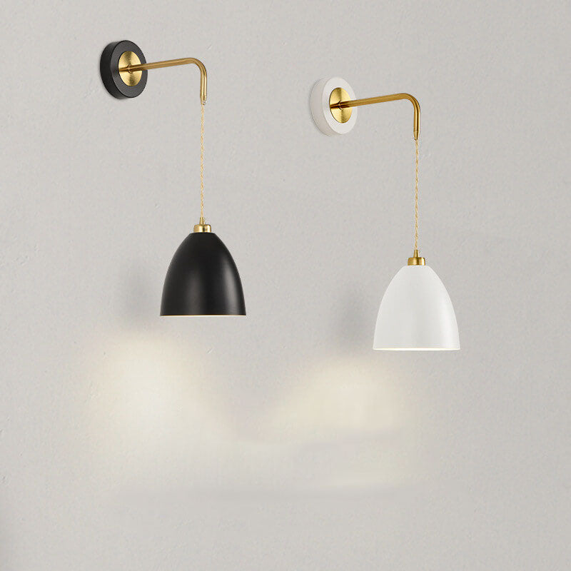 Minimalist Pure Black White Iron 1-Light Wall Sconce Lamp