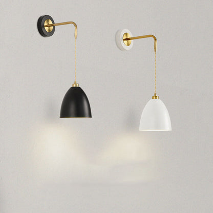 Minimalist Pure Black White Iron 1-Light Wall Sconce Lamp