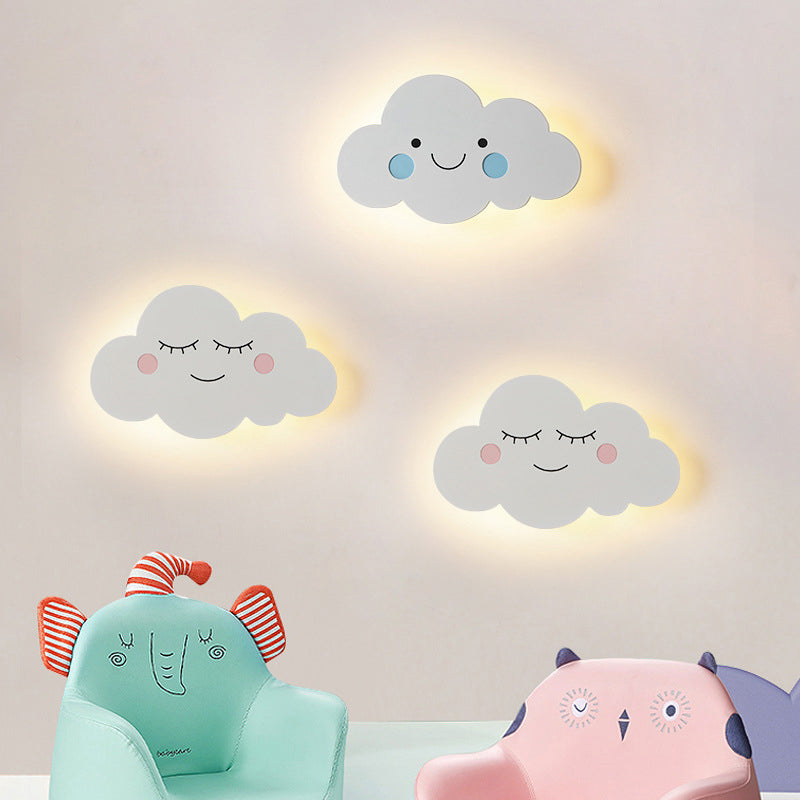 Cartoon Cloud Iron Acrylic Shade LED Kids Wall Sconce Lamp