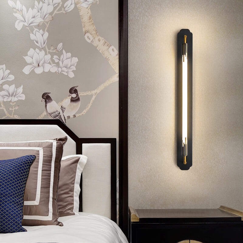 Minimalist All Copper Straight Strip LED Wall Sconce Lamp