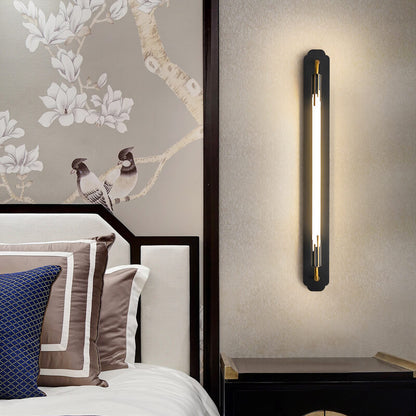 Minimalist All Copper Straight Strip LED Wall Sconce Lamp