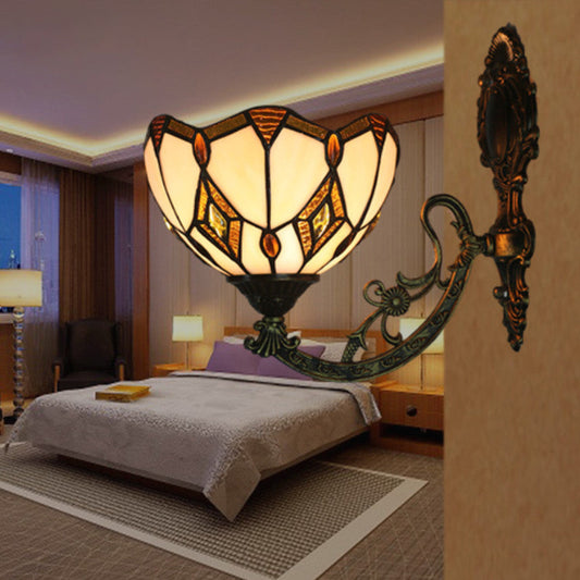 Tiffany Baroque Geometric Bowl 1-Light Wall Sconce Lamp