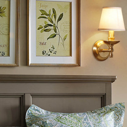 Trapezoidal Copper Fabric 1-Light Wall Sconce Lamp