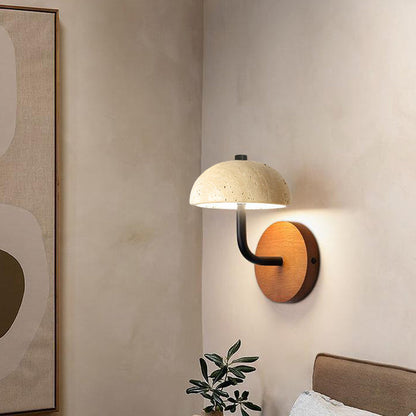 Japanese Iron Wood Umbrella Mushroom LED Wall Sconce Lamp