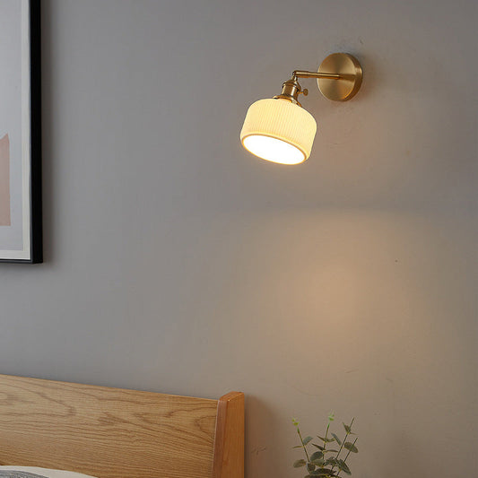 Minimalist Striped Ceramic Jar 1-Light Wall Sconce Lamp