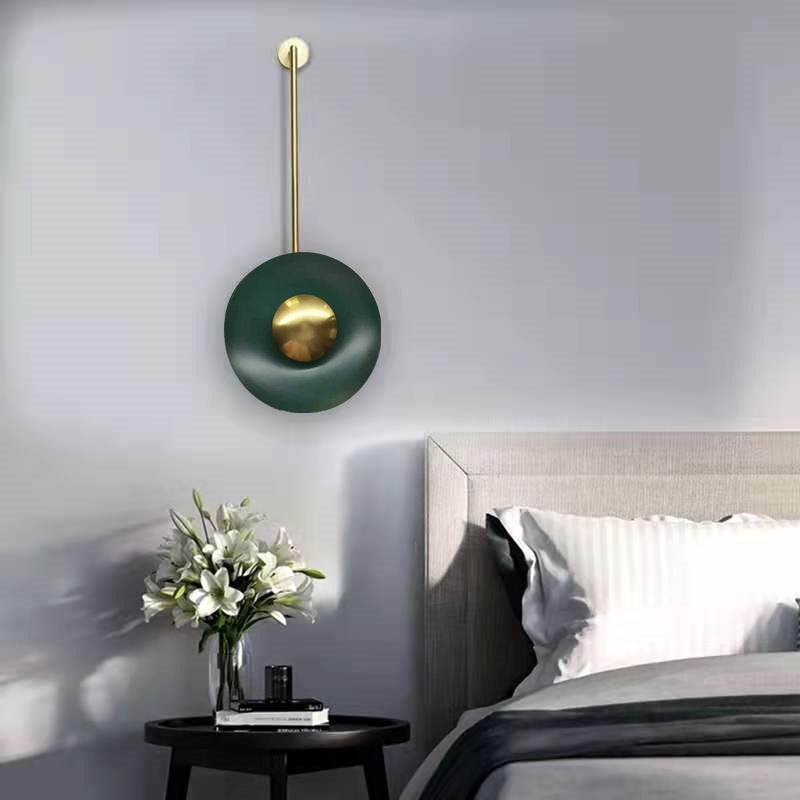 Iron Dark Green Round Long Pole LED Wall Sconce Lamp