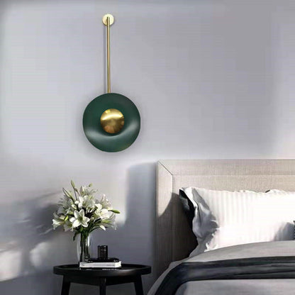 Iron Dark Green Round Long Pole LED Wall Sconce Lamp