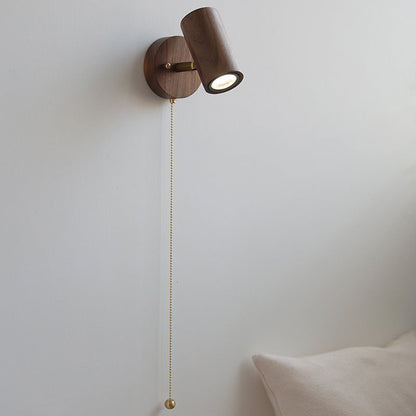 Traditional Cylinder Copper Wood 1-Light Wall Sconce Lamp