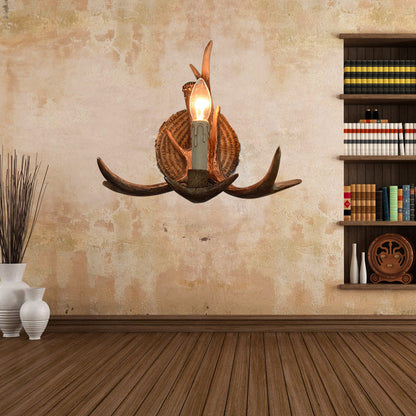 Traditional European Antler Resin 1-Light Wall Sconce Lamp