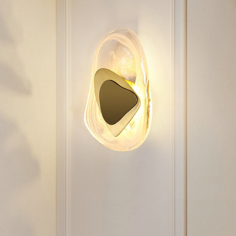Irregular Oval Hardware Glass LED Wall Sconce Lamp