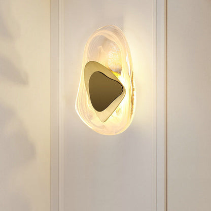 Irregular Oval Hardware Glass LED Wall Sconce Lamp