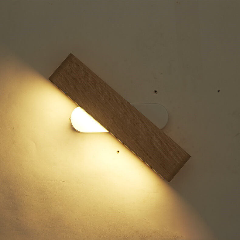 Rotatable Long Bar Wood Acrylic LED Wall Sconce Lamp