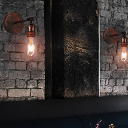 Contemporary Industrial Round Iron 1-Light Wall Sconce Lamp