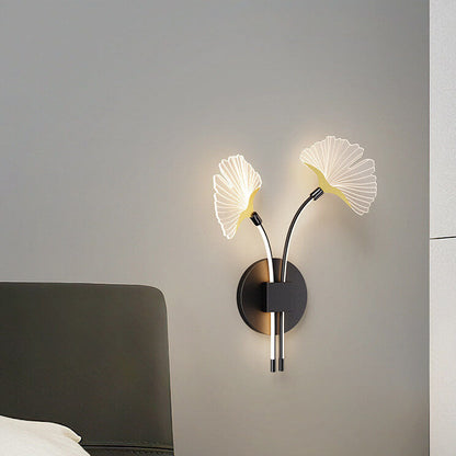 Iron Ginkgo Leaf Acrylic Lampshade LED Wall Sconce Lamp