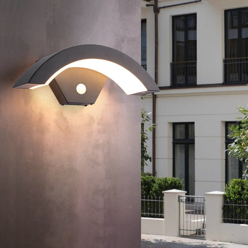 Waterproof Sensor Aluminum Moon Shape LED Wall Sconce Lamp