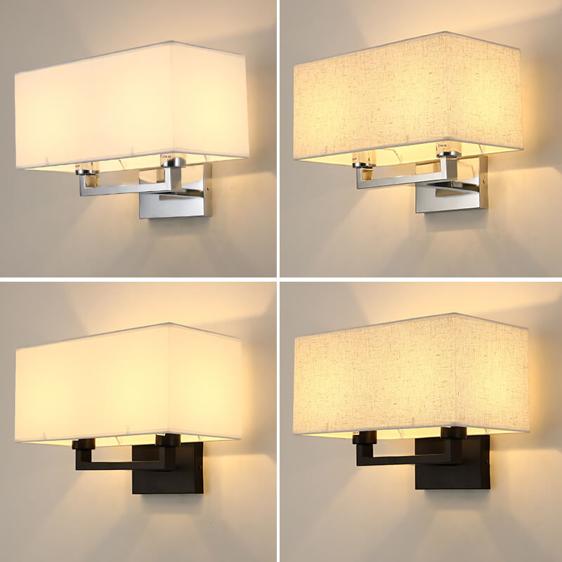 Solid Rectangular Iron Fabric 1-Light Wall Sconce Lamp