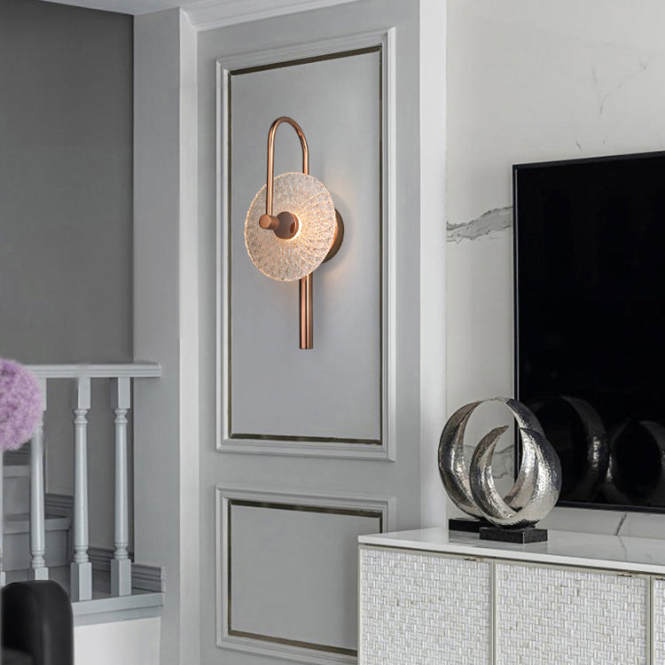 Minimalist Round Stainless Steel Glass LED Wall Sconce Lamp