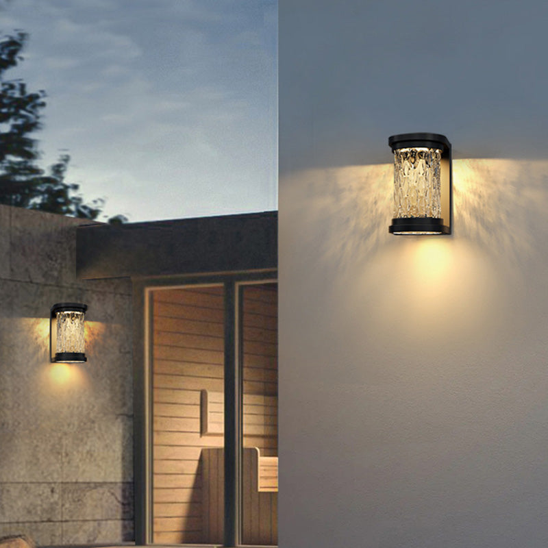 Waterproof Steel Glass Cylinder LED Wall Sconce Lamp
