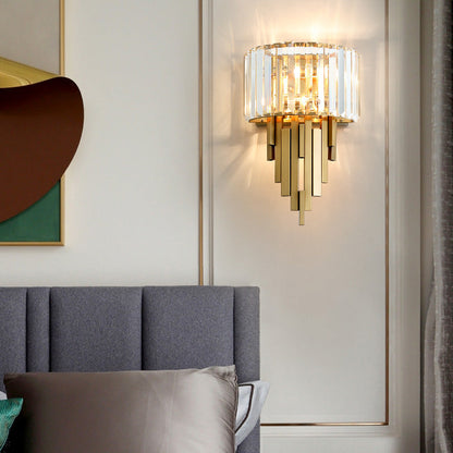 Metal Cylinder Strip Rhombic 2-Light Wall Sconce Lamp