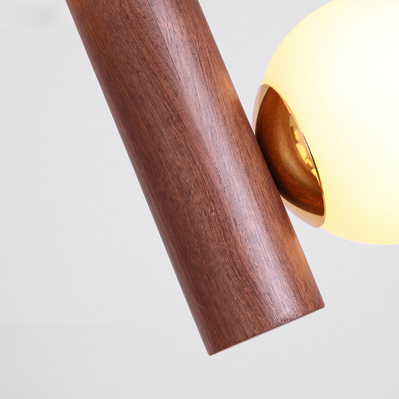 Japanese Glass Cylinder Strip Ball 2-Light Wall Sconce Lamp