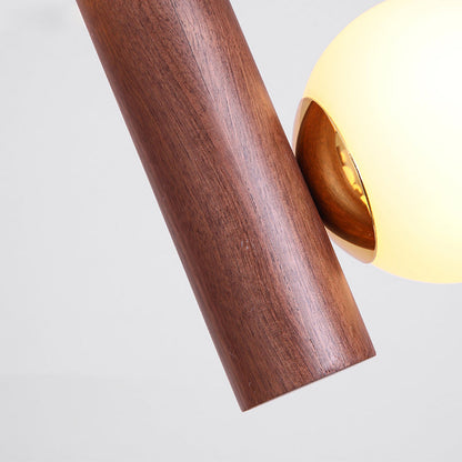 Japanese Glass Cylinder Strip Ball 2-Light Wall Sconce Lamp