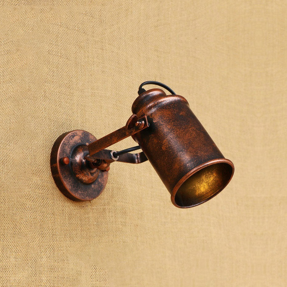 Traditional Rust Iron Cylinder 1-Light Wall Sconce Lamp