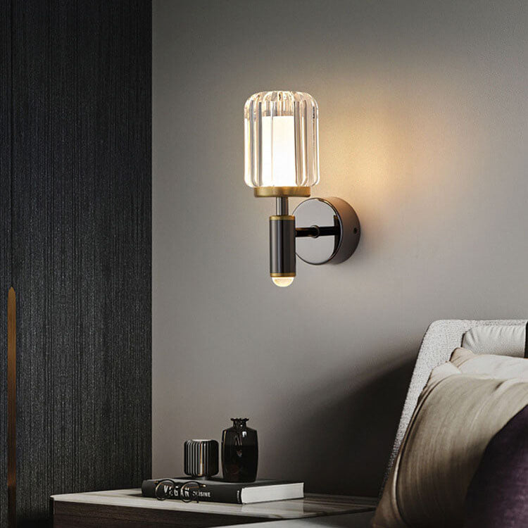 Luxury Iron Finish Frame Cylinder LED Wall Sconce Lamp