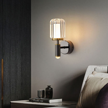 Luxury Iron Finish Frame Cylinder LED Wall Sconce Lamp