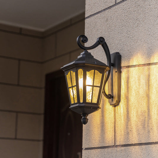 Farmhouse Aluminum Glass 1-Light Outdoor Wall Sconce Lamp
