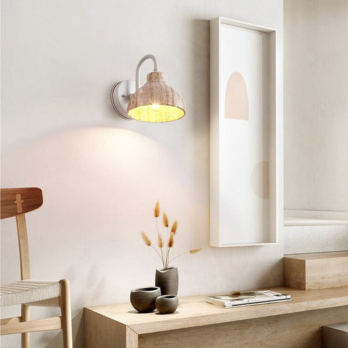 Japanese Travertine Bowl Shape 1-Light Wall Sconce Lamp