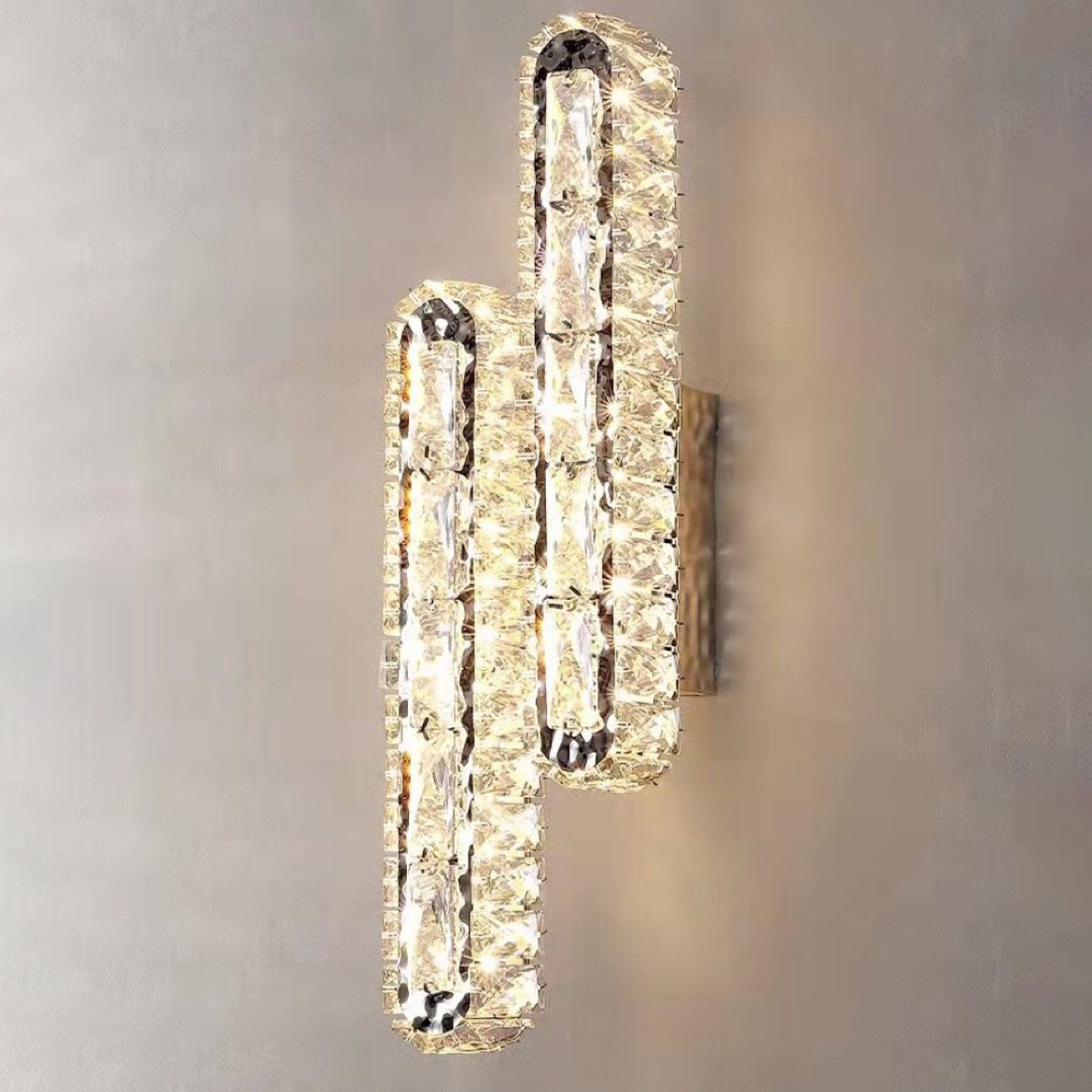 Stainless Crystal Elliptical Strip LED Wall Sconce Lamp