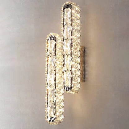 Stainless Crystal Elliptical Strip LED Wall Sconce Lamp