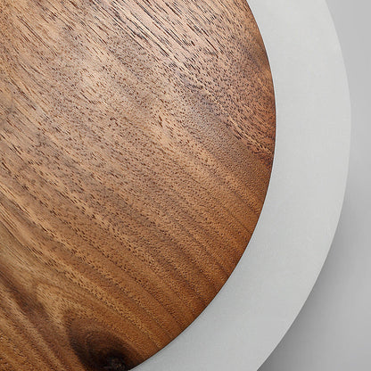 Japanese Black Walnut Round Shade LED Wall Sconce Lamp