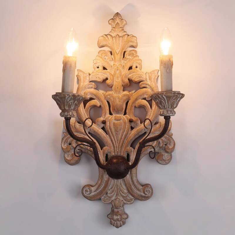 Rural Iron Double Head Candelabra 2-Light Wall Sconce Lamp