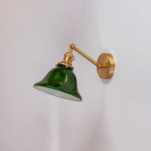 Traditional Round Glass Brass 1-Light Wall Sconce Lamp