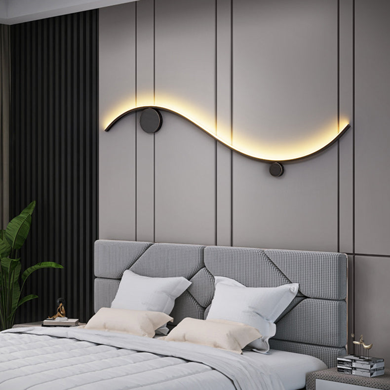 Copper Silicone Line Wave Circle LED Wall Sconce Lamp