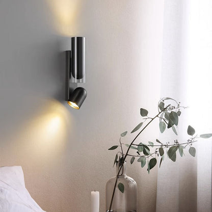 Rotatable Cylinder Metal Glass 2-Light Wall Sconce Lamp