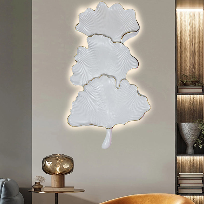 Contemporary Nordic Ginkgo Leaf Resin LED Wall Sconce Lamp