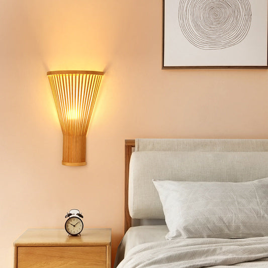 Japanese Tapered Bamboo 1-Light Wall Sconce Lamp
