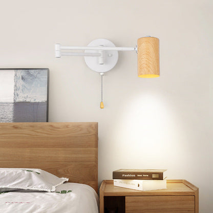 Scandinavian Plastic Woodgrain 1-Light Wall Sconce Lamp