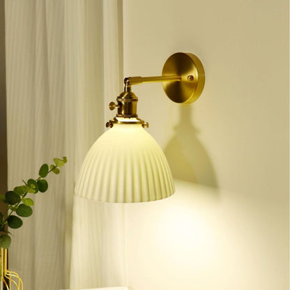 Half Round Copper Ceramic 1-Light Wall Sconce Lamp