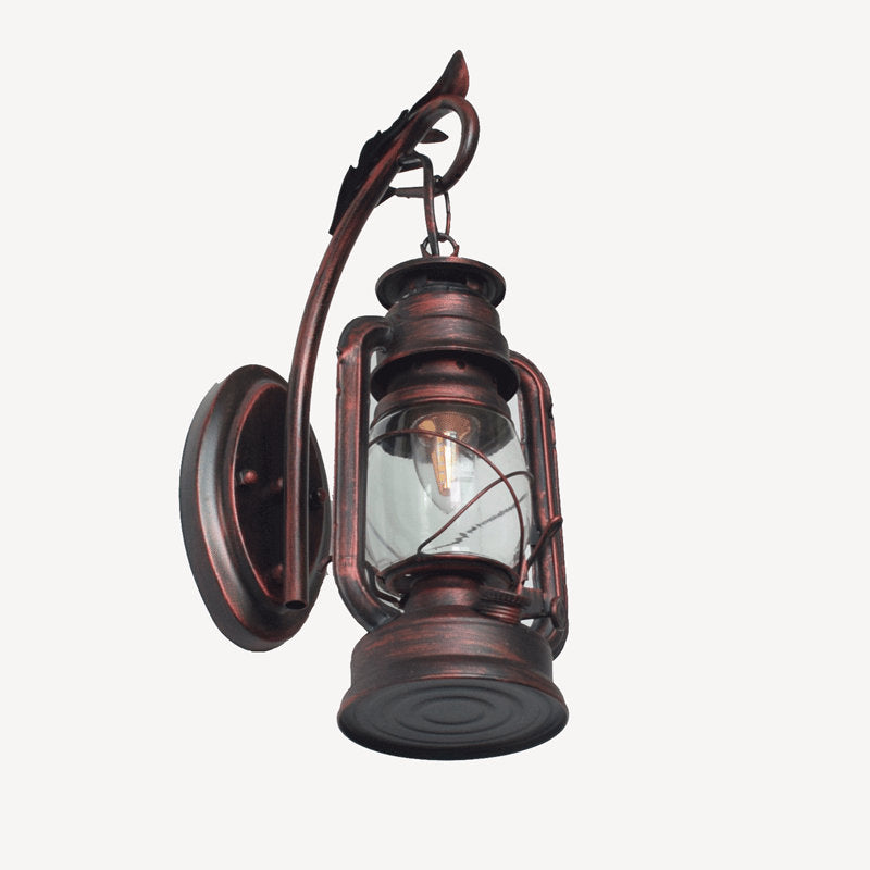 Iron Kerosene Lantern Mermaid 1-Light Wall Sconce Lamp