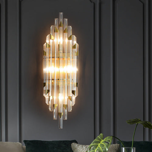 Luxury Stripe Hardware Crystal 2/4 Light Wall Sconce Lamp